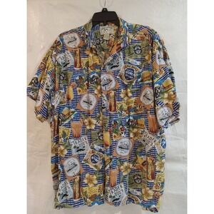 Big Dogs Mens XL Hawaiian Shirt South Seas Rum Tiki Trader Dog Rayon Multicolor